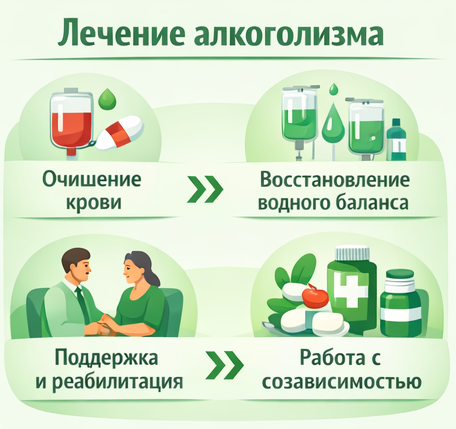 лечение алкоголизма в Светлом этапы